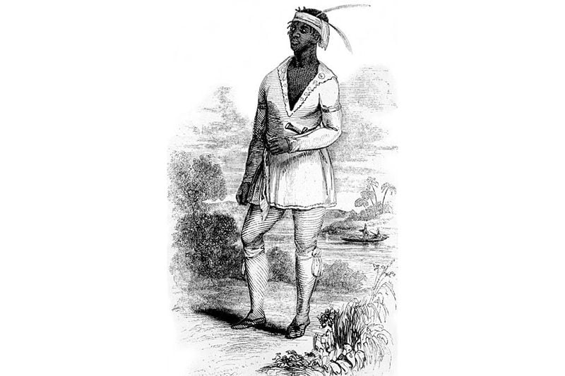John Horse was born into slavery in 1812 and became a noted Black Seminole leader during the Second Seminole War in Florida. He was of African, Seminole and Spanish descent, and spent his life defending Black settlements. This engraving by N. Orr is from the 1848 book "The Origina, Progress, and Conclusion of the Florida War," which was published only a few years after that conflict was over. (N. Orr/WikiMedia)