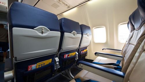 New seats for Southwest Airlines cabins are shown in this undated photo.