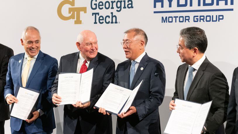 Hyundai signing a memorandum of understanding with Georgia Tech on Sept. 19, 2023.