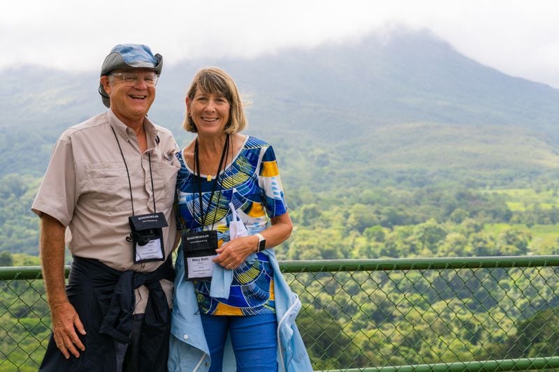 Mary Beth Kensell (right) and Ralph Kensell at Místico Arenal Hanging Bridges
nature preserve in Costa Rica.