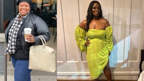 The photo of Crystal Wooten on the left was taken in January 2020, before she started changing how she eats and exercises. The photo of Wooten on the right was taken in July. (Photos courtesy of Crystal Wooten)