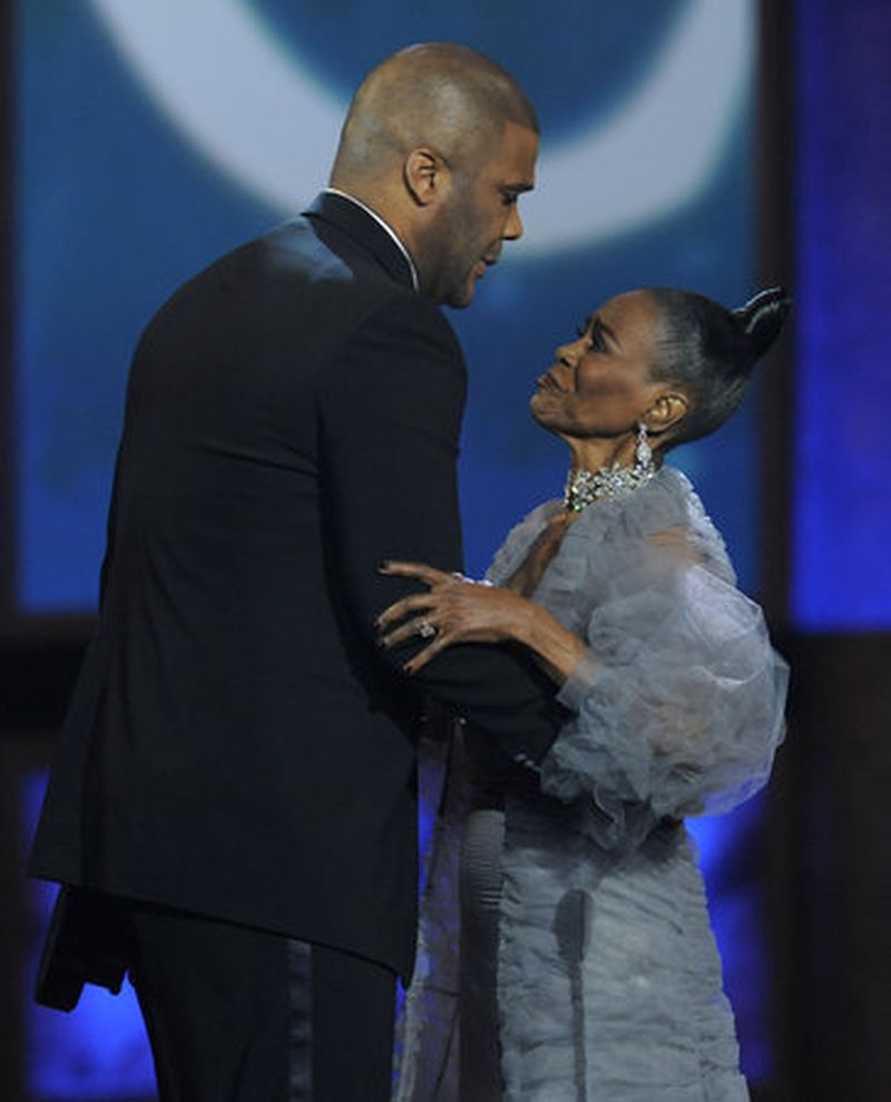 MADEA AND MYRTLE: Tyler Perry and Cicely Tyson are seen on stage at the 41st NAACP Image Awards in Los Angeles.