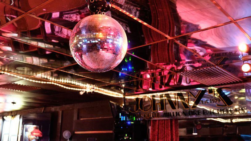The disco ball over the Johnny's Hideaway dance floor. COURTESY OF JOHNNY'S HIDEAWAY.
