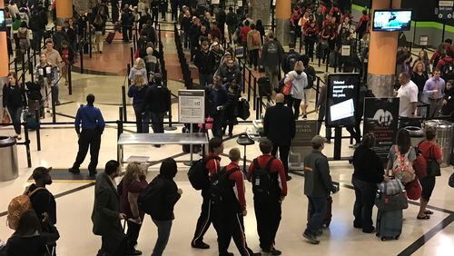 Security line at Hartsfield-Jackson on Wednesday morning, Dec. 28, 2016.