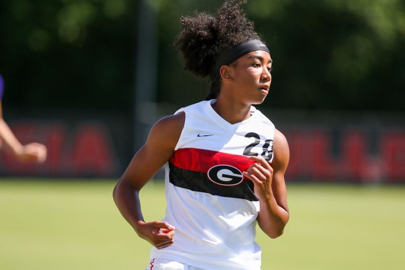 Georgia forward Chloe Chapman (20) during a game against Furman at the Turner Soccer Complex in Athens, Ga., on Sunday, Sept. 22, 2019. (Photo by Chamberlain Smith)