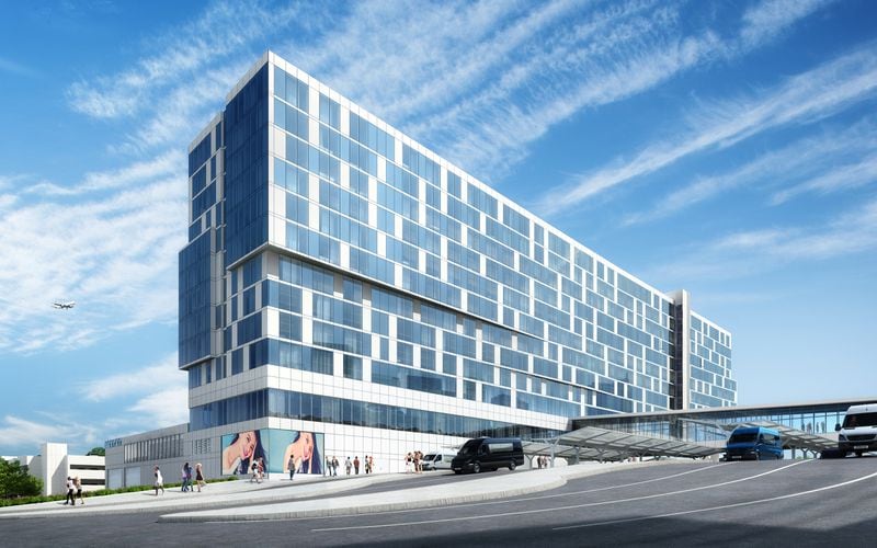 A rendering of the new design for the hotel to be built next to Hartsfield-Jackson. (Source: Majestic Realty Co.)
