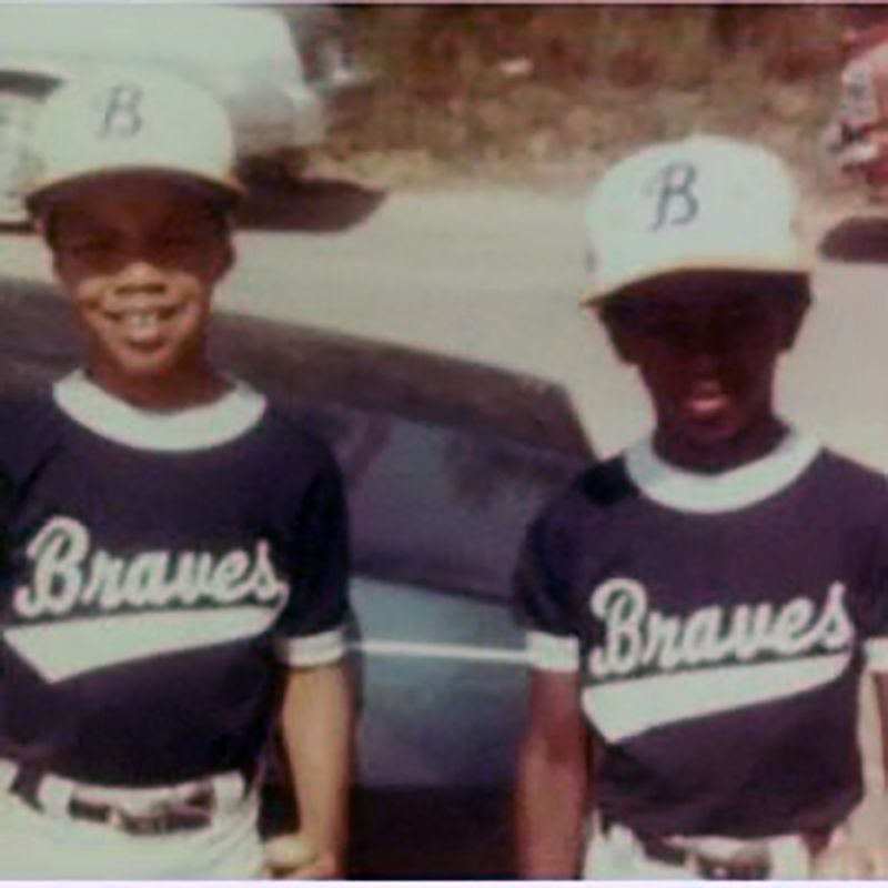 Omari Hardwick (left) as a Little League Braves player with his friend Marcelius Haynes. CONTRIBUTED/Omari Hardwick
