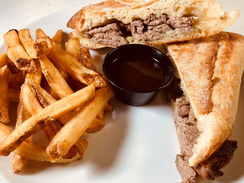 The roast beef au jus sandwich is a menu highlight at the new Taffer’s Tavern in Alpharetta. Bob Townsend for The Atlanta Journal-Constitution 