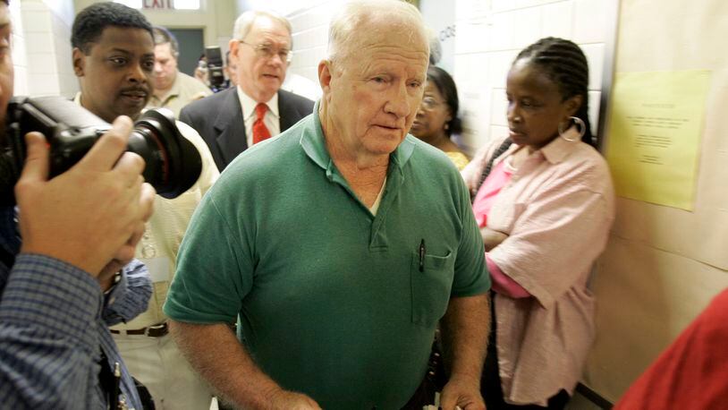 Retired Alabama state trooper James Bonard Fowler, then 73, leaves the Perry County, Ala., sheriff’s office after turning himself in following a 2007 grand jury indictment for the shooting death of Jimmie Lee Jackson in 1965. AP/Rob Carr