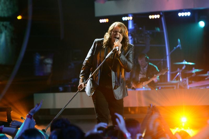 AMERICAN IDOL XIII: Caleb Johnson performs on AMERICAN IDOL XIII airing Wednesday, May 14 (8:00-10:00 PM ET / PT) on FOX. CR: Michael Becker / FOX. Copyright 2014 / FOX Broadcasting. Also Pictured: Jennifer Lopez (R). AMERICAN IDOL XIII: Caleb Johnson performs "Never Tear Us Apart" on AMERICAN IDOL XIII airing Wednesday, May 14 (8:00-10:00 PM ET / PT) on FOX. CR: Michael Becker / FOX. Copyright 2014 / FOX Broadcasting. Also Pictured: Jennifer Lopez (R).