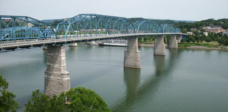 "The Walnut Street Bridge, said to be the world's longest pedestrian bridge, connects downtown Chattanooga to the rejuvenated North Shore neighborhood." Credit: Blake Guthrie. HANDOUT PHOTO - NOT FOR RESALE