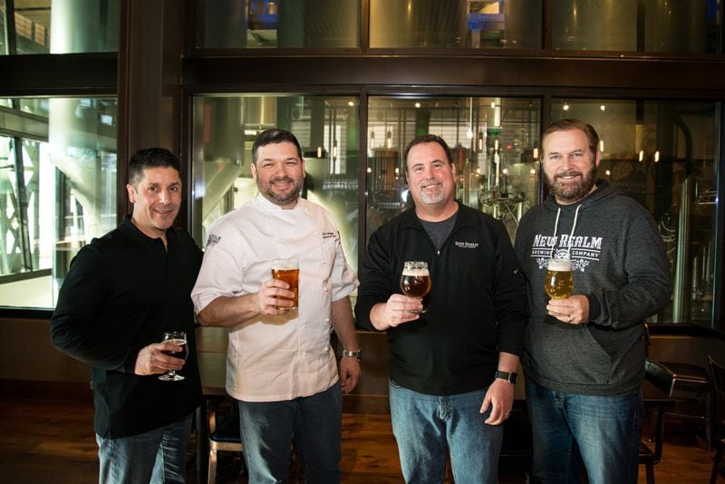  New Realm Brewing team (from left to right) Carey Falcone, chef Julio Delgado, brewmaster Mitch Steele and Bob Powers. Photo credit- Mia Yakel.
