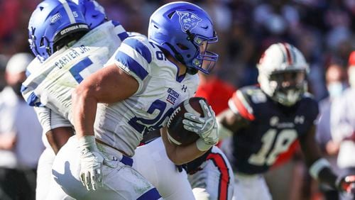 Georgia State running back Tucker Gregg, shown here against Auburn, has rushed for 1,072 career yards, ninth-best in program history.  (AP Photo/Butch Dill)