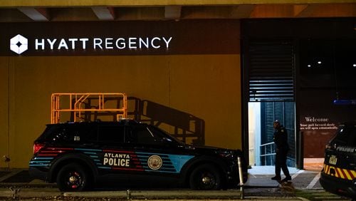 Atlanta police investigated a fatal shooting at the Hyatt Regency Hotel on Monday night.