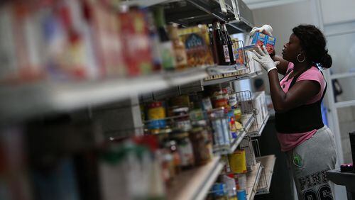 Food pantries, like this one in San Francisco, are helping government workers who haven't been paid in weeks.