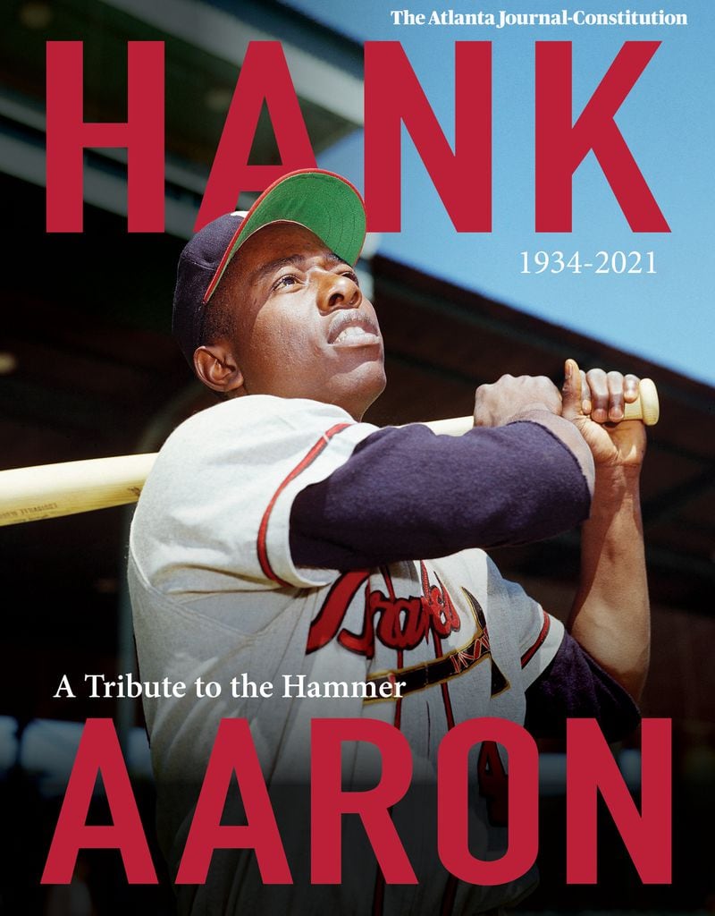 The cover of the AJC's book: Hank Aaron, a tribute to the Hammer.
