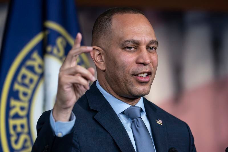 FILE - House Minority Leader Hakeem Jeffries, D-N.Y., speaks at a news conference at the Capitol in Washington, Dec. 7, 2023. (AP Photo/J. Scott Applewhite, File)