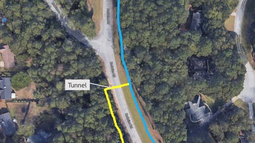 Fayette County is reconsidering plans to build a golf cart tunnel under Redwine Road near Robinson Road. Courtesy Fayette County