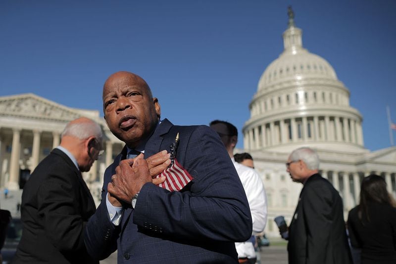 Rep. John Lewis is pictured on the East Front steps of the U.S. House of Representatives in this October 2017 file photo.