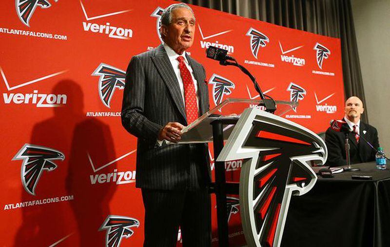 Falcons owner Arthur Blank noted that the team's patience in naming a head coach was driven by the need to find the right coach for the Falcons. "We felt so strongly that he was the best coach for us that we stayed patient throughout the playoffs and the Super Bowl," he said. (By Curtis Compton/CCompton@ajc.com)
