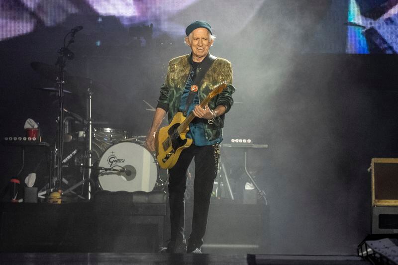 Keith Richards of The Rolling Stones performs during the first night of the U.S. leg of their "Hackney Diamonds" tour on Sunday, April 28, 2024, in Houston. (Photo by Amy Harris/Invision/AP)