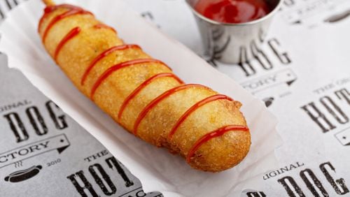 Corn Dog from the Original Hot Dog Factory. Courtesy of the Original Hot Dog Factory