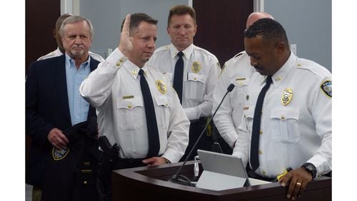Mark Sulborski was sworn in at a recent school board meeting as the new Fulton schools police chief.