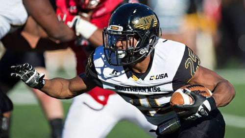 Junior Ito Smith (25) of Southern Miss rushed for 1,128 yards on 171 carries last season and scored 10 touchdown rushing. (Photo by Wesley Hitt/Getty Images)
