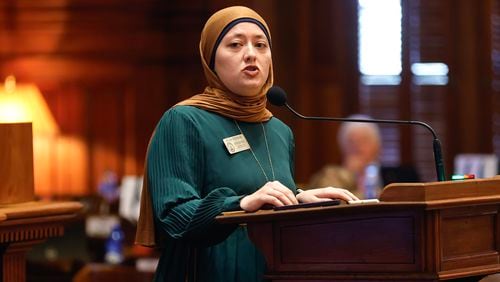 State Rep. Ruwa Romman, D-Duluth, the only Palestinian American in the General Assembly, warns that unless President Joe Biden makes a significant change of course in the Middle East, her party will not only lose in 2024 but suffer damage for a generation. (Natrice Miller / Natrice.miller@ajc.com)