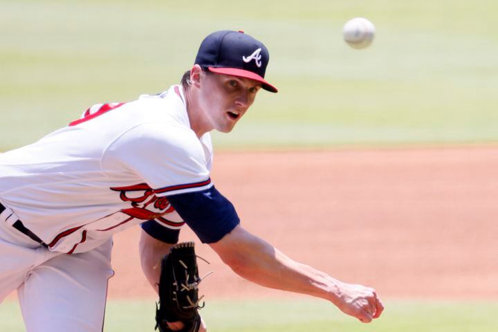 Atlanta Braves starting pitcher Kyle Wright delivers during the first inning Sunday, June 12, 2022, in Atlanta. (Miguel Martinez / miguel.martinezjimenez@ajc.com)