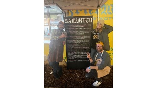The team behind sandwich pop-up Samwitch includes Tyler Oliver (from left), Sam Burkhart and Mykel Burkhart. / Courtesy of Samwitch