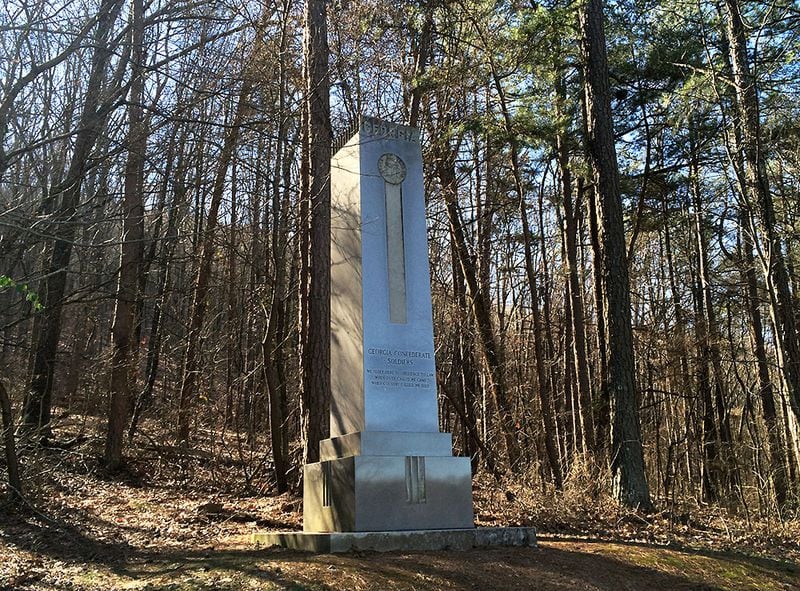 The Georgia Confederate Soldiers monument stands near the Kennesaw Mountain National Battlefield Park visitors center. (PETE CORSON / pcorson@ajc.com)