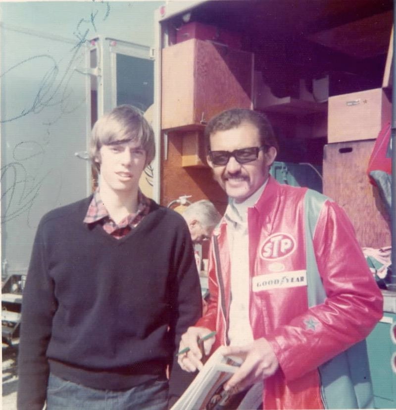 A young Ed Clark, while a junior in high school, with NASCAR legend Richard Petty. Clark is retiring in 2020 after more than 27 years as the promoter at Atlanta Motor Speedway. (Photo courtesy of Atlanta Motor Speedway)