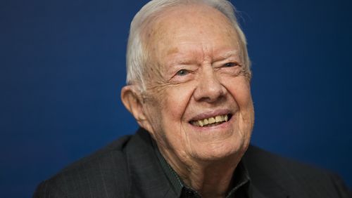 Former U.S. President Jimmy Carter smiles during a book signing event for his new book 'Faith: A Journey For All' at Barnes & Noble bookstore in Midtown Manhattan, March 26, 2018 in New York City. Carter, 93, has been a prolific author since leaving office in 1981, publishing dozens of books. (Photo by Drew Angerer/Getty Images)