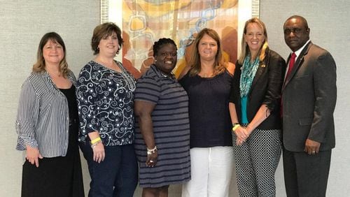 After a tumultuous election observed by a concerned National PTA, a new Georgia PTA board was installed in 2017. From left: Lynn McIntyre, Lori Sweet, Shanda Ross, Debbie Rabjohn, Karen Hallacy and Tyler Barr. RACHAEL PARKS/PTA
