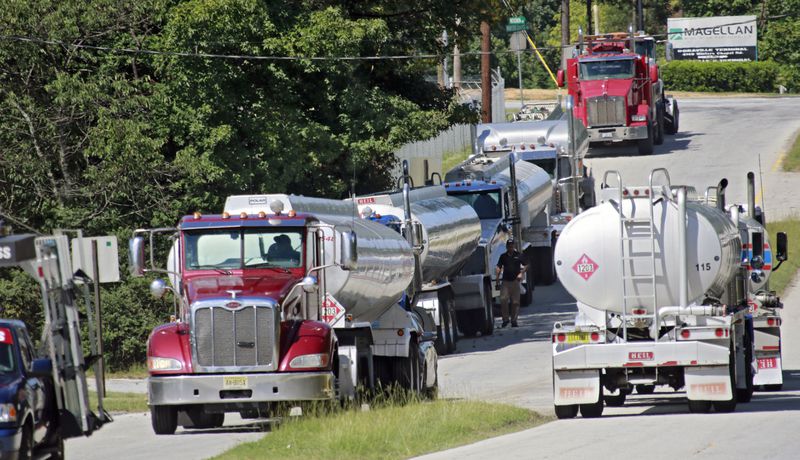September 19, 2016 - Doraville - Tankers lined up at one of the pipeline terminals in Doraville. As customers scrambled throughout the Atlanta area to find gas, tanker truck drivers waited patiently at the Doraville pipeline terminals to fill their trucks. The gas shortage in Georgia has small-town distributors and big-time truckers scrambling to find fuel. BOB ANDRES /BANDRES@AJC.COM