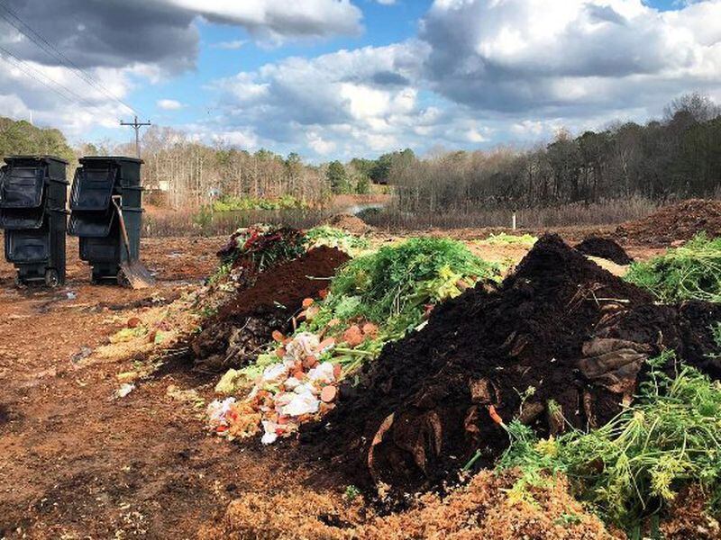  Compostwheels picks up food waste from commercial clients like hotels and restaurants and delivers it to their commercial composting facility, King of Compost, at the King of Crops location in Winston, Georgia. Photo credit: Compostwheels