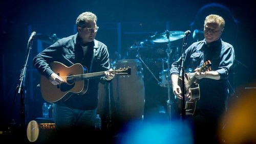 Vince Gill (left) filled in the void left by the late Glenn Frey while Don Henley soldiered on at Philips Arena October 20, 2017. CREDIT: Ryan Fleisher