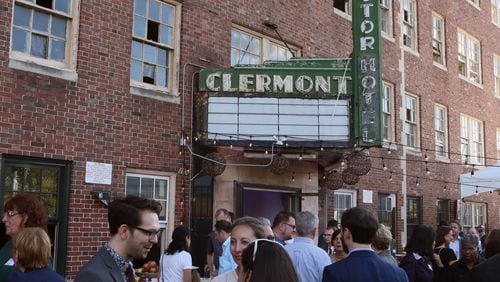 October 18, 2016 - Atlanta - The "ground breaking" included music by the Bonaventure Quartet and drinks and hors d'oeuvres.  After years of false starts, the Clermont Hotel is finally getting a long-promised renovation. The property, notorious for its downstairs strip club and seedy environment, is being rechristened Hotel Clermont and will be designed to appeal to millennials looking for something off the beaten path.  BOB ANDRES  /BANDRES@AJC.COM