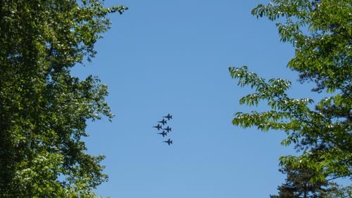 Wayne Smith of Roswell captured the Blue Angels between the trees in his backyard.