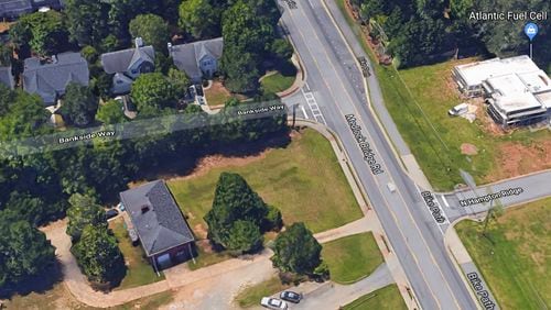 Construction has begun on a two-story townhome development near the intersection of Medlock Bridge Road and Bankside Way in Peachtree Corners. Google Maps