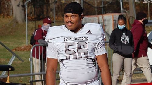 Defensive lineman K.J. Miles of St. Peter's Prep in Jersey City, N.J., announced his commitment to Georgia Tech on July 4, 2021. (Brian Dohn, 247Sports)