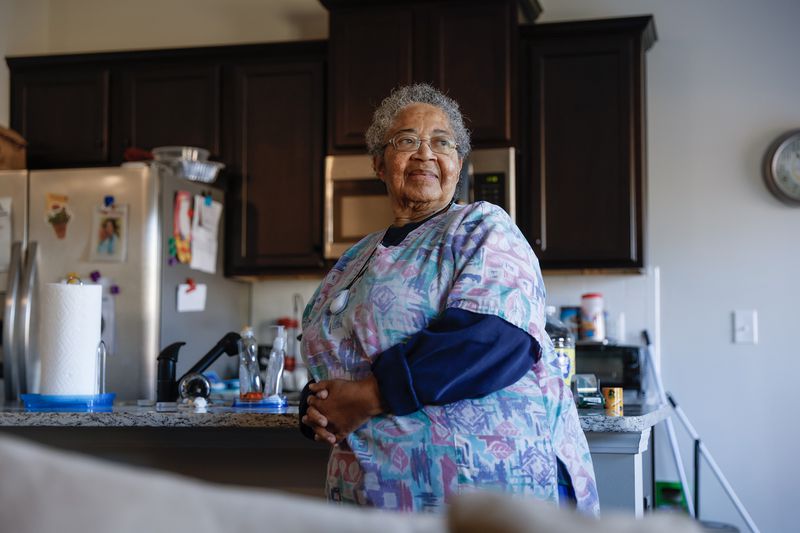 Maureen Webb fears the homebuying window is closing for younger generations. The 74-year-old retired nurse crawled her way back to homeownership after a foreclosure. Webb rented until she was able to buy a McDonough townhome in 2020 for $188,000. She recently sold the home at nearly a $100,000 profit. Large investors own 21% of all homes in her census tract, the sixth-highest in the metro area. (Natrice Miller/natrice.miller@ajc.com)