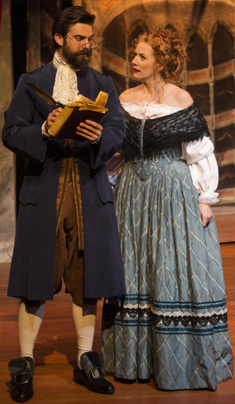 Courtney Moors (with Brandon Partrick) stars in “Nell Gwynn” at Synchronicity Theatre. CONTRIBUTED BY JERRY SIEGEL