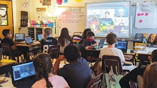 Little River Elementary School fourth-graders in teacher Samantha Westerlind’s class beta test the Minecraft: Education Edition lesson for the Hour of Code 2020, “A Tale of Two Villages.”