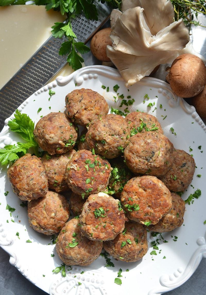 Craig Richards’ Tuscan-Inspired Mushroom Meatballs. Styling by Wendell Brock. (Photo by Chris Hunt/Special)