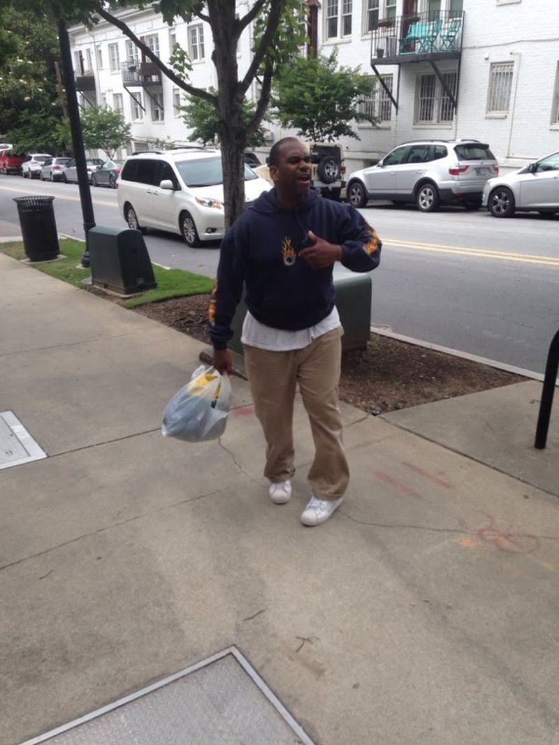 A dog owner says this man pointed to himself and asked, "What about me?" after he kicked her dog May 24. (Credit: Atlanta Police Department)