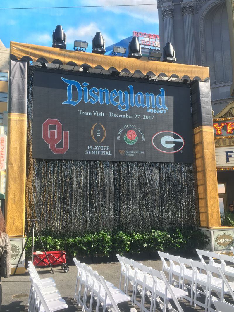  Everything was working fine in the area where a UGA-Oklahoma Rose Bowl event took place but other areas of Disneyland have experienced power outages today. Photo: Jennifer Brett, jbrett@ajc.com
