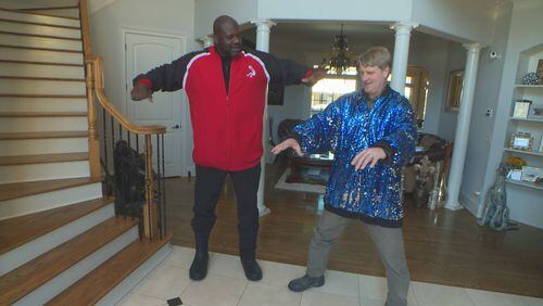 Shaq with Pete Nelson at Shaq's McDonough home. CREDIT: Animal Planet