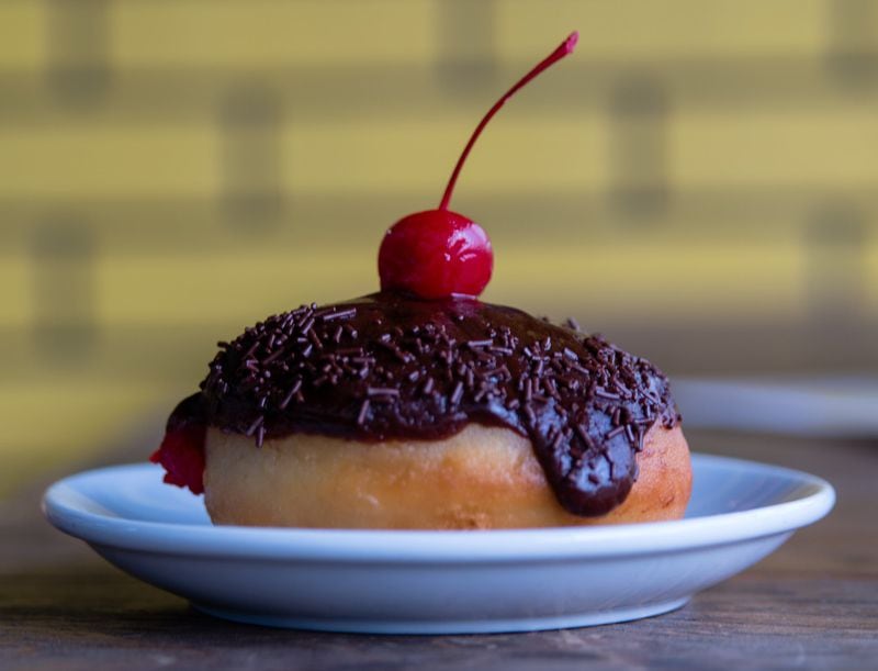 BeetleCat's Forrest Gump doughnut, with chocolate frosting and cherry filling, is Valentine ready. CONTRIBUTED BY HENRI HOLLIS